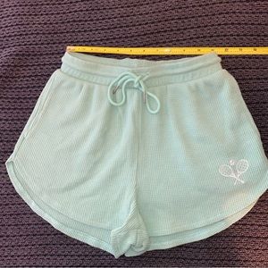 GARAGE Green Waffle Knit Tennis Shorts